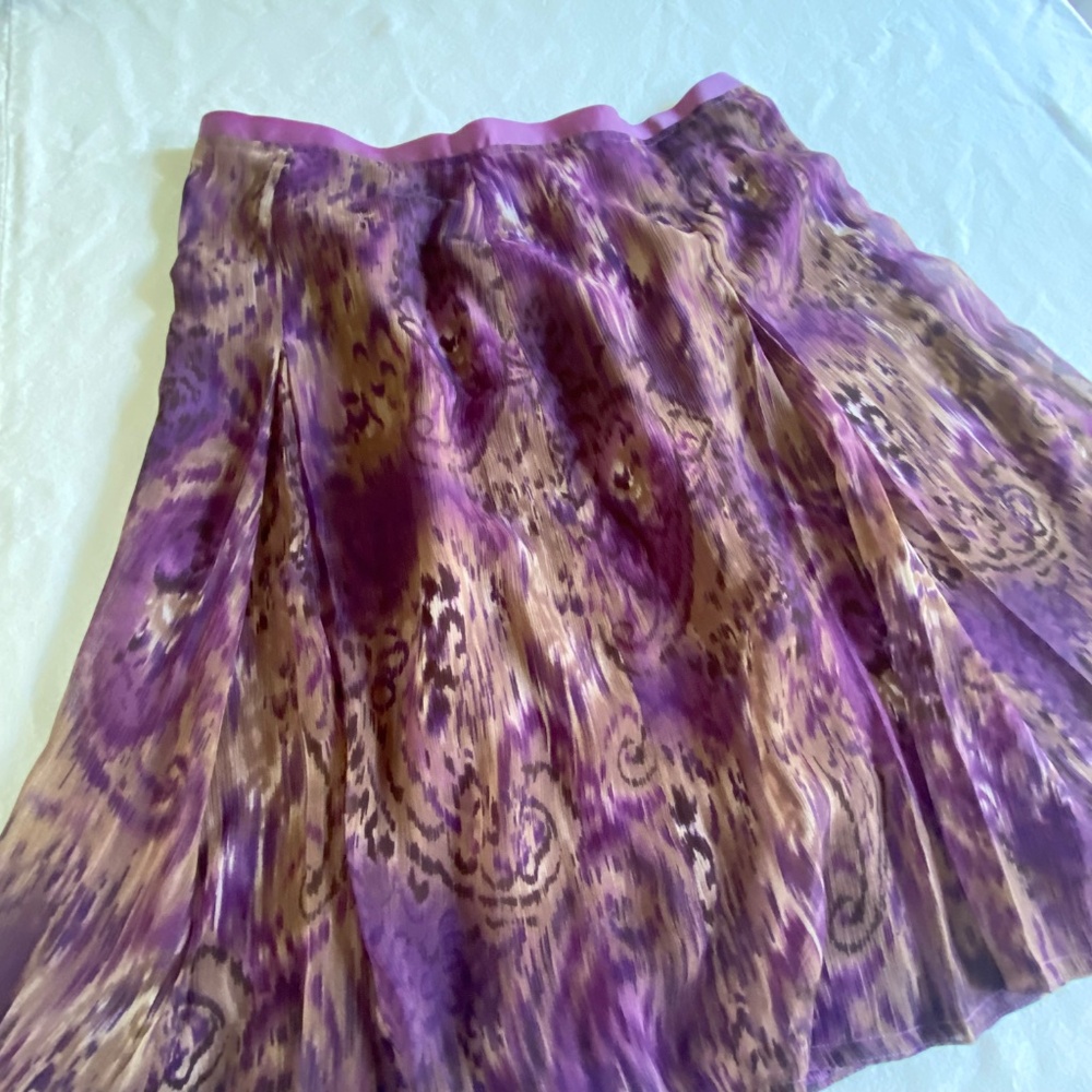 Vintage Butterfly A-Line Skirt •Petite 14P NWT •  Purple Ikat Watercolor Print